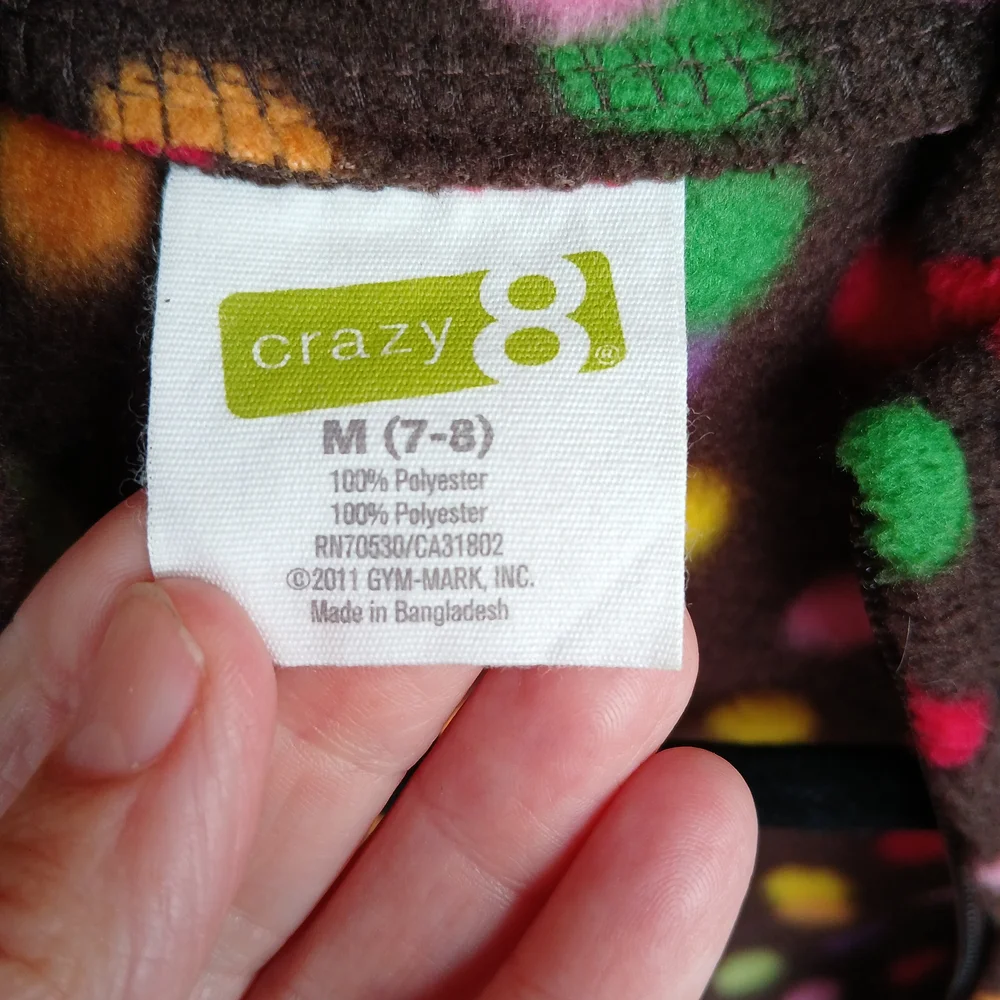 Crazy 8 Colorful Polka Dot Fleece Jacket Zippered Puff Sleeve Size 7-8 Girls